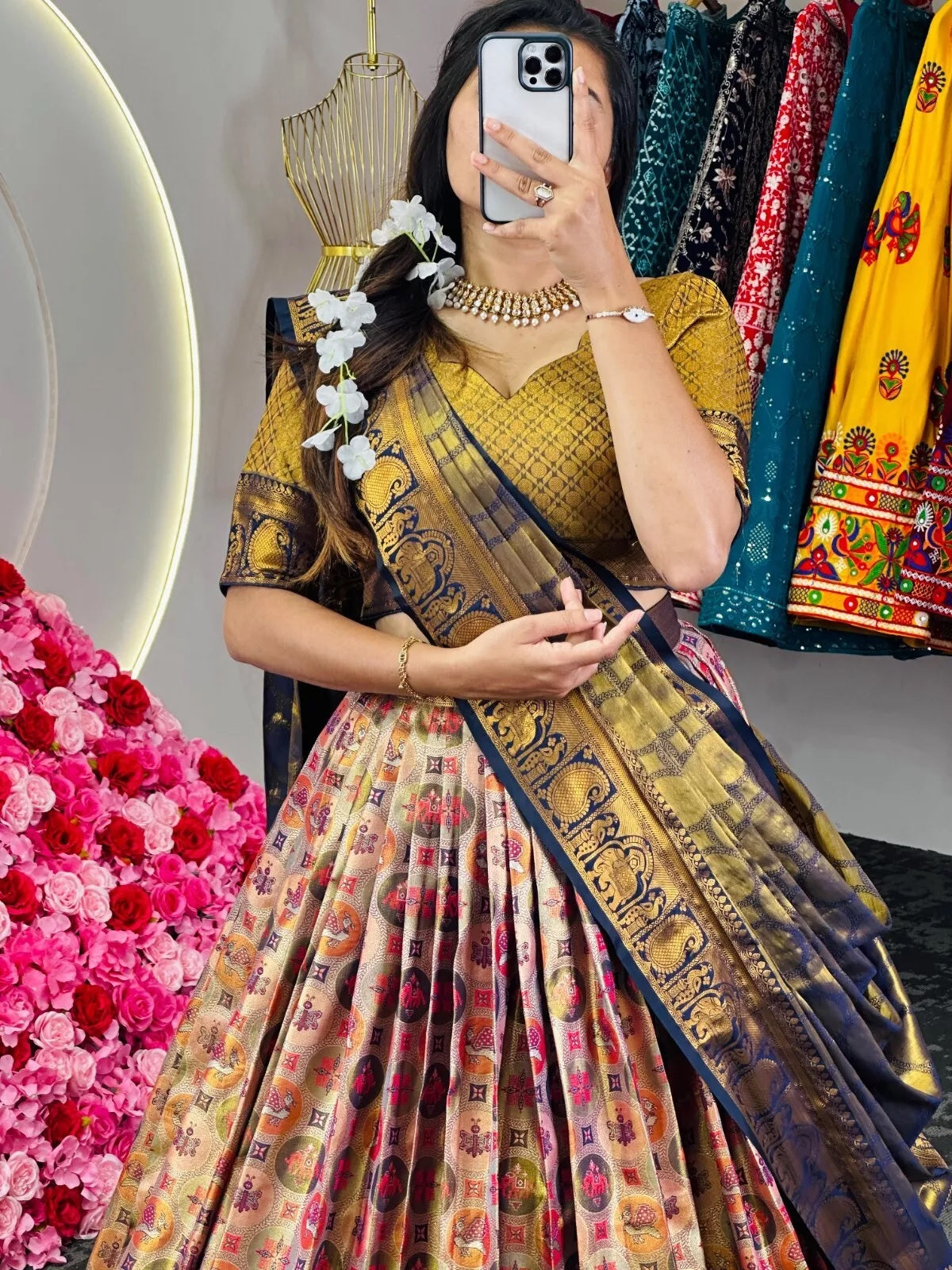 Designer Banarasi Zari With Silk Lehenga Blouse Dupatta