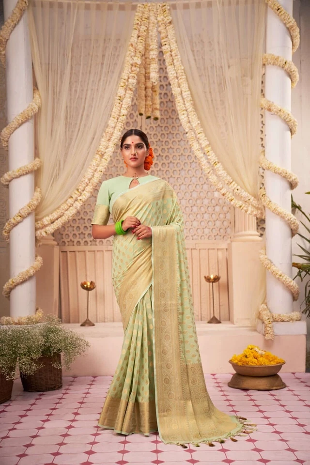 Trending Banarasi Soft Silk Wedding Wear Saree With Blouse 11-KT