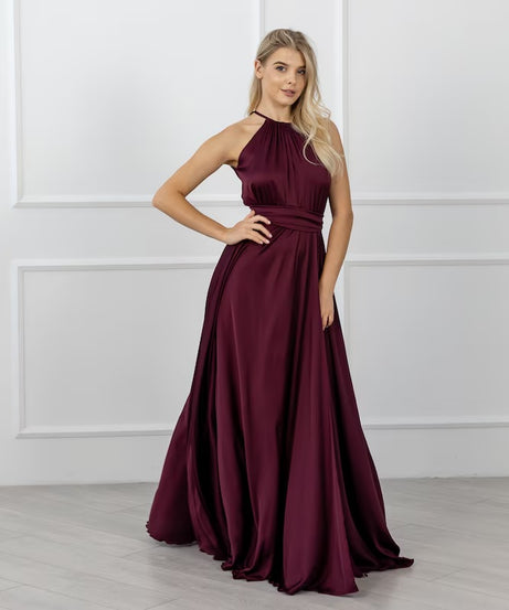 Maroon Long Dress Cocktail Dress for Wedding Guest