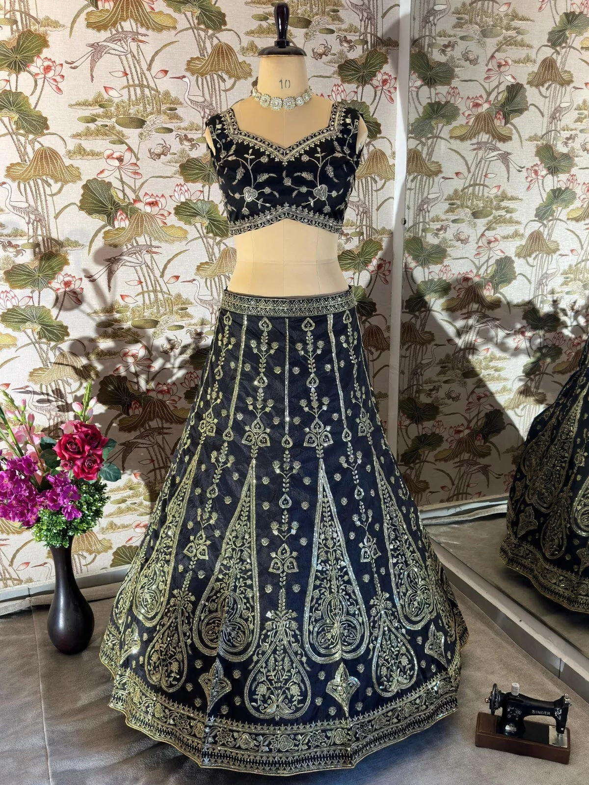 Embroidery Sequence Zari Design Work  Lehenga Blouse & Dupatta