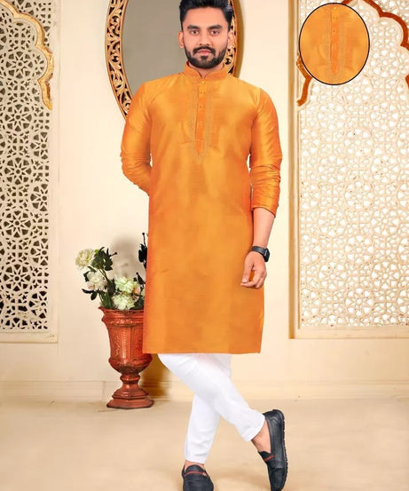 Party Wedding Wear Full Stitched Malbari Fabric Kurta Pajama Set For Men's&nbsp;