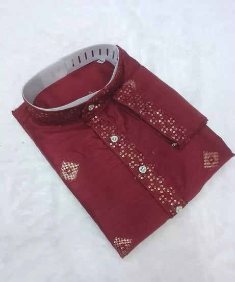 Ethnic Festival Classic Style Full Stitched Silk Men's Kurta & Pajama Set