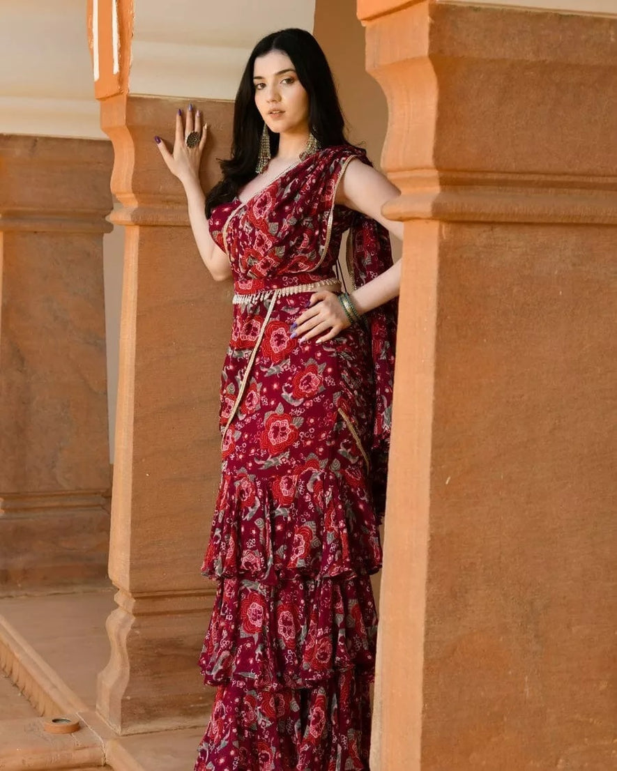 Georgette With Digital Print Lehenga Blouse With Blouse