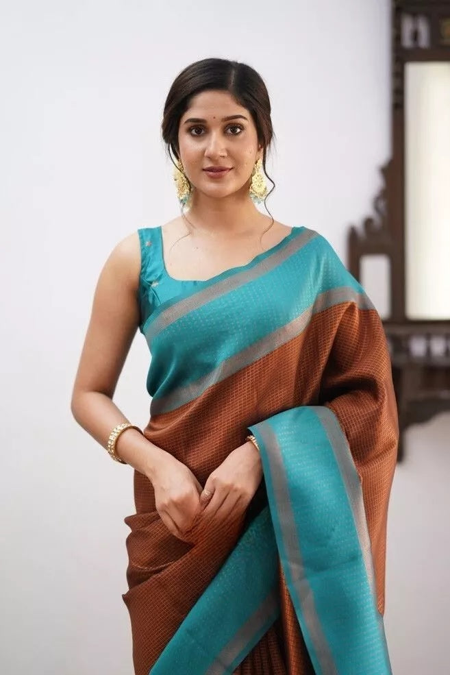 Soft Lichi Silk Jacquard Work Saree & Blouse