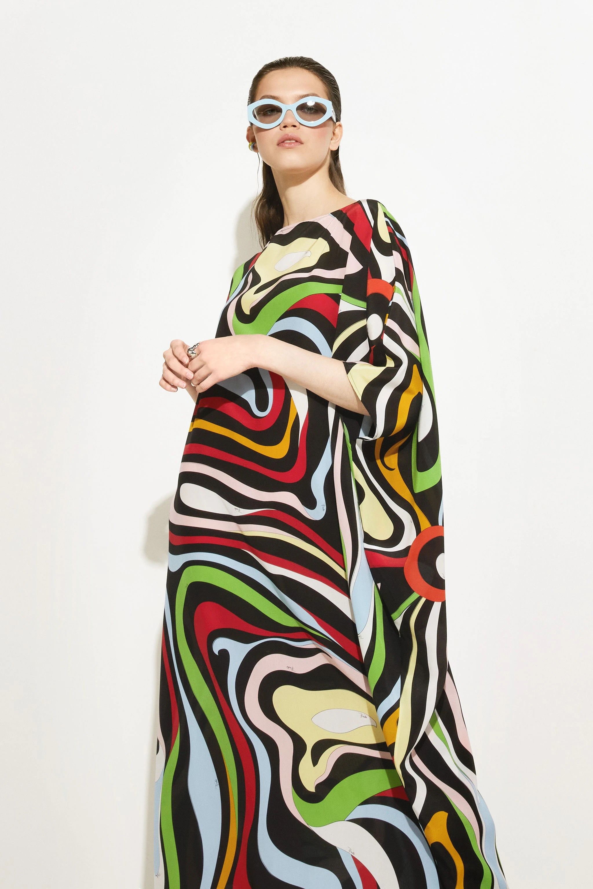 Soft Silk Crepe Kaftan - Luxurious Flowing Dress for Women's