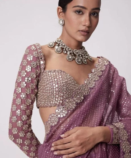 Heavy Soft Georgette Wedding PartyWear Saree, Classic Ethnic Sari & Blouse