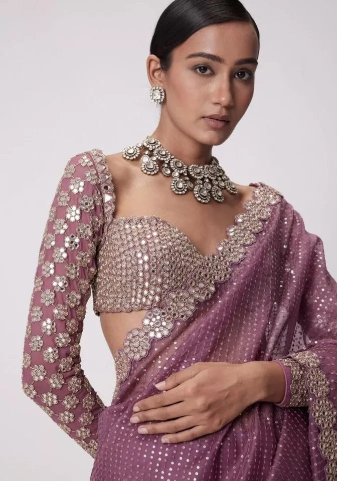 Heavy Soft Georgette Wedding PartyWear Saree, Classic Ethnic Sari & Blouse