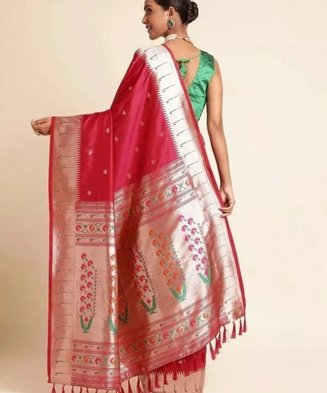 Pure Soft Kanchivaram Paithani Silk Saree With Blouse