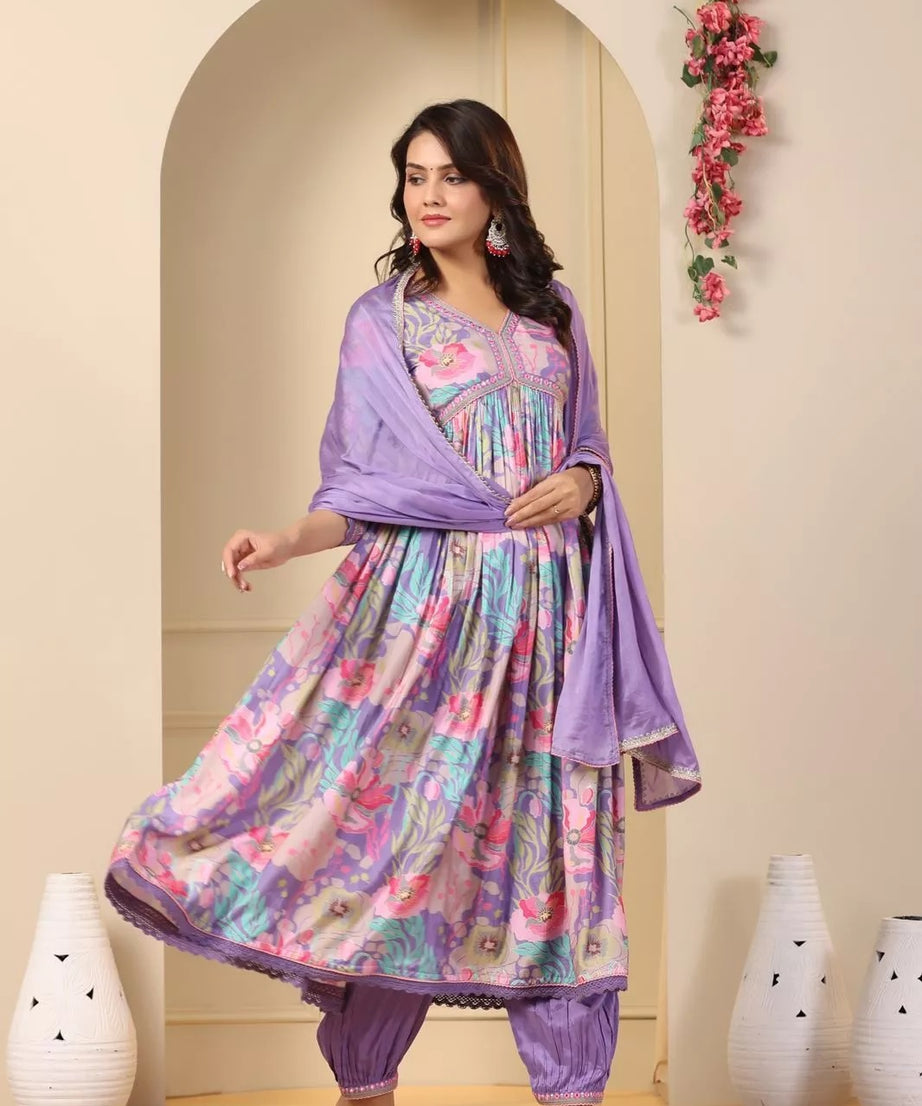 Full Stitched Muslin With Digital Print Top Pant & Dupatta