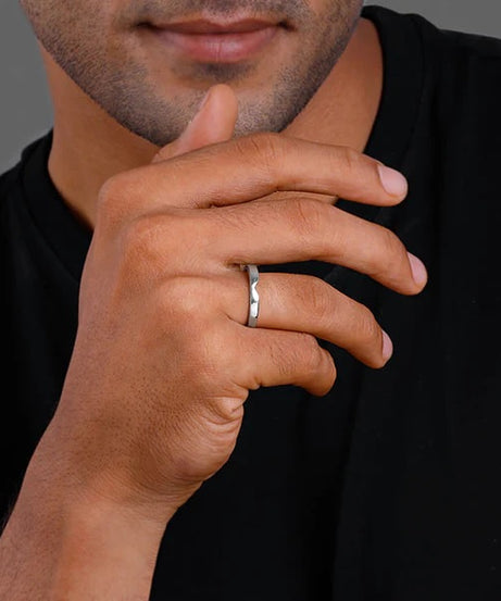 Silver Classic Ring Band For Him