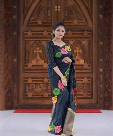 Luxurious Red Banarasi Silk Saree with Heavy Zari Border Sari & Blouse
