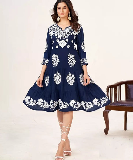 Heavy Rayon With Lakhnavi Work Beautifull Kurti