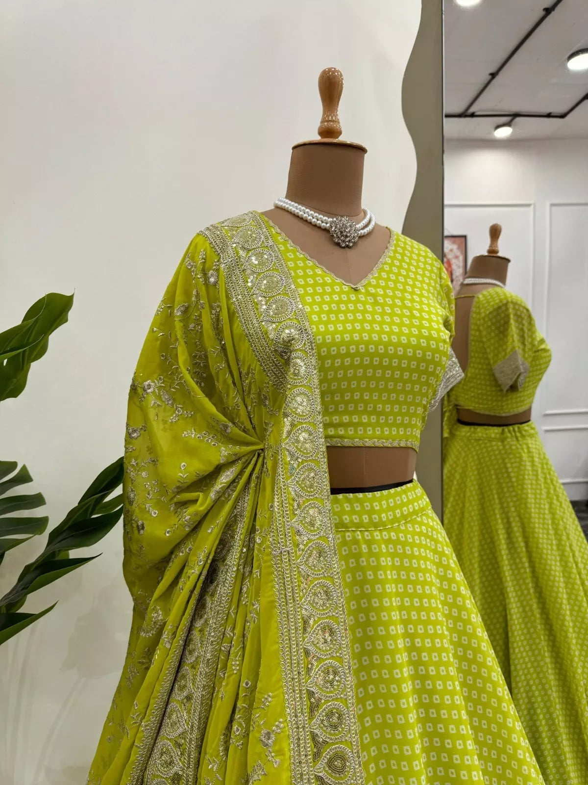 Georgette With Sequence & Digital Print Work Traditional Lehenga Blouse