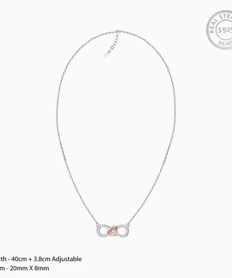 Rose Gold Studded Infinity Heart Pendant