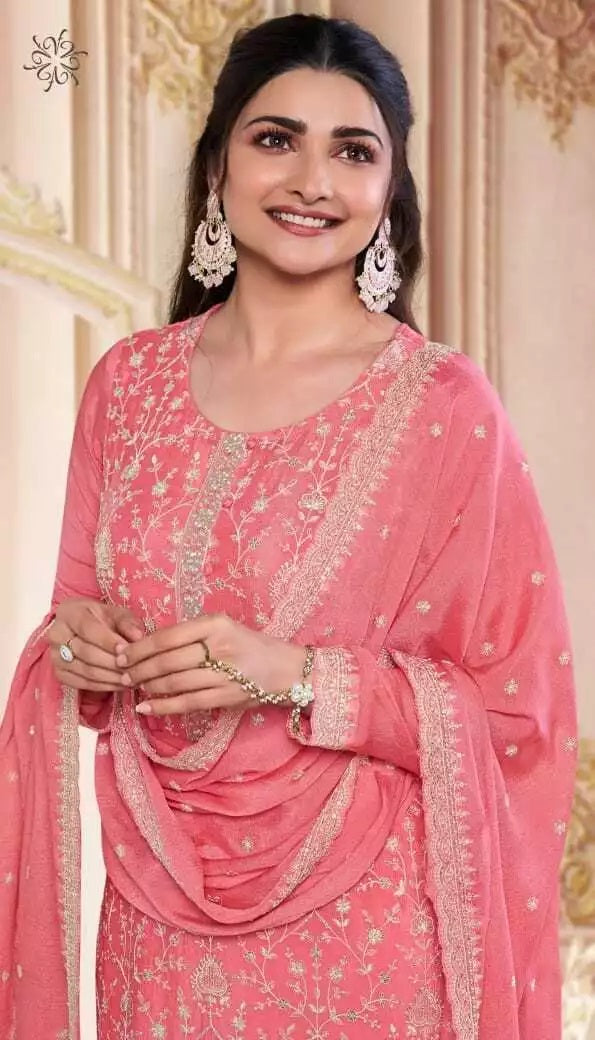 Chinon Silk With Sequence Embroidery Stitched Work Top Bottom Dupatta