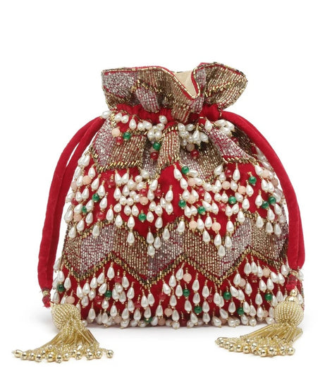 Dangle Embellished Velvet Potli Bag