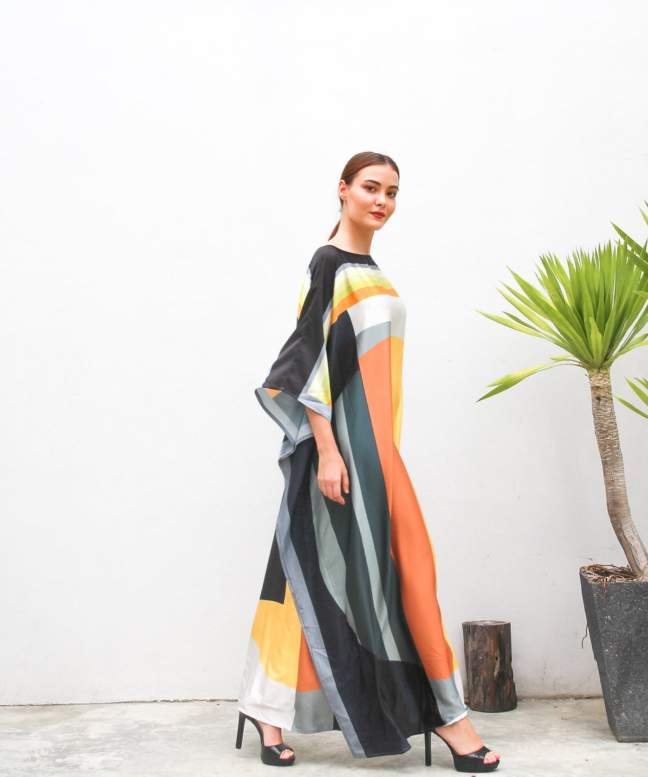 Soft Satin Silk Digital Printed Caftan For Women's Long Kaftan