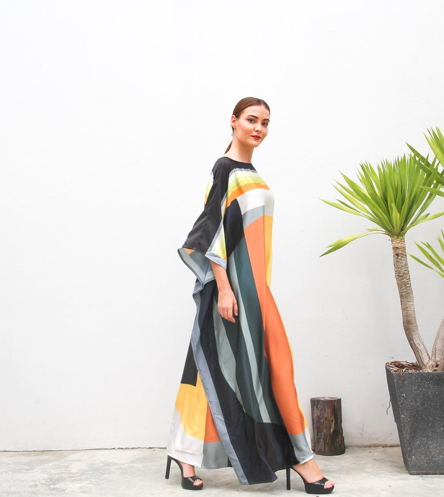 Soft Satin Silk Digital Printed Caftan For Women's Long Kaftan