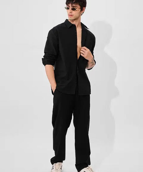 Cotton Linen Midnight Black Shirts