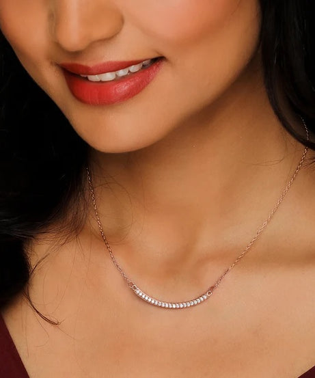 Rose Gold Zircon Arc Necklace