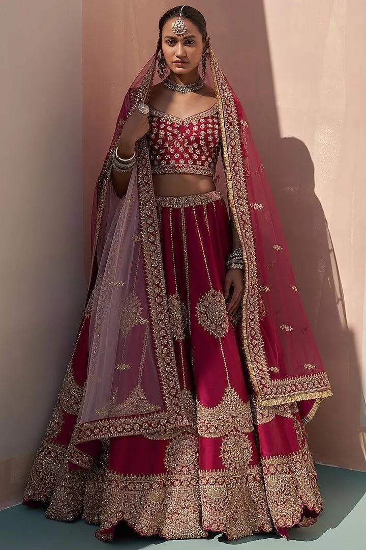 Jalpuri Silk With Embroidery Sequence Zari Design Work Lehenga