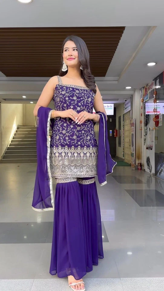 Heavy Faux Georgette Traditional Full Stitched Kurti Bottom & Dupatta Set 12-DC