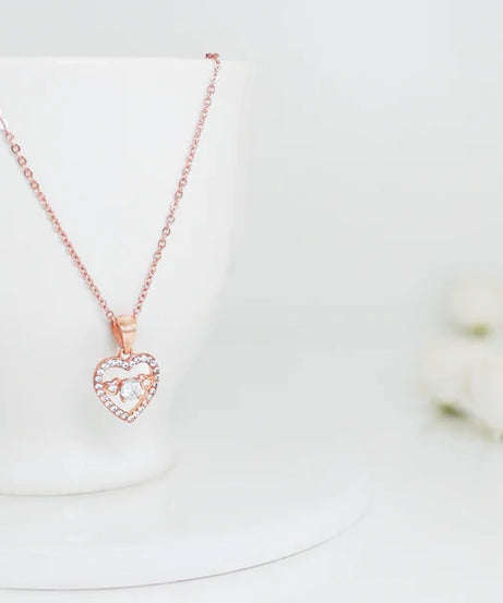 Rose Gold Love Heart Pendant with Link Chain