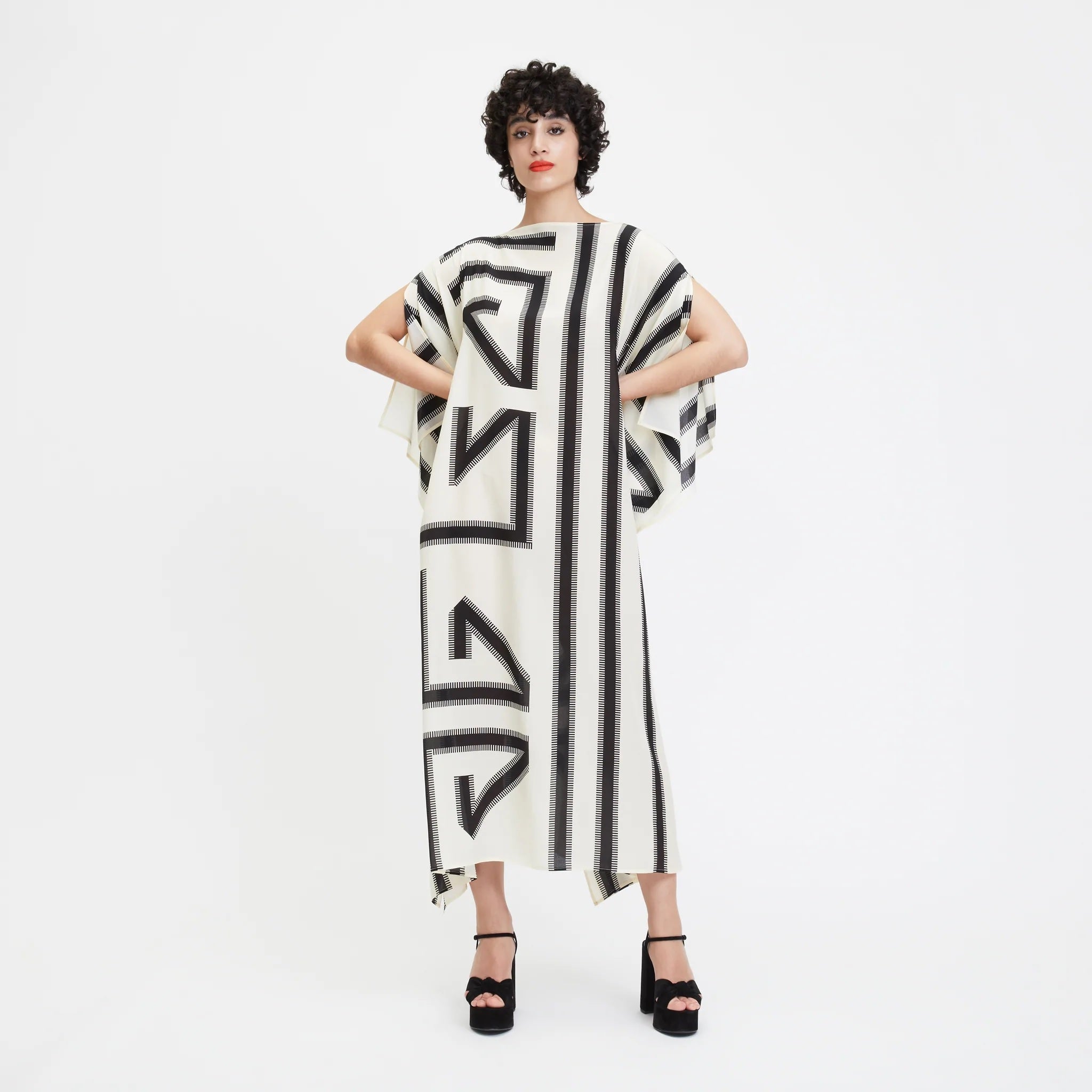 French Moss Silk Kaftan, Luxe Resort & Lounge Wear Caftan For Women's