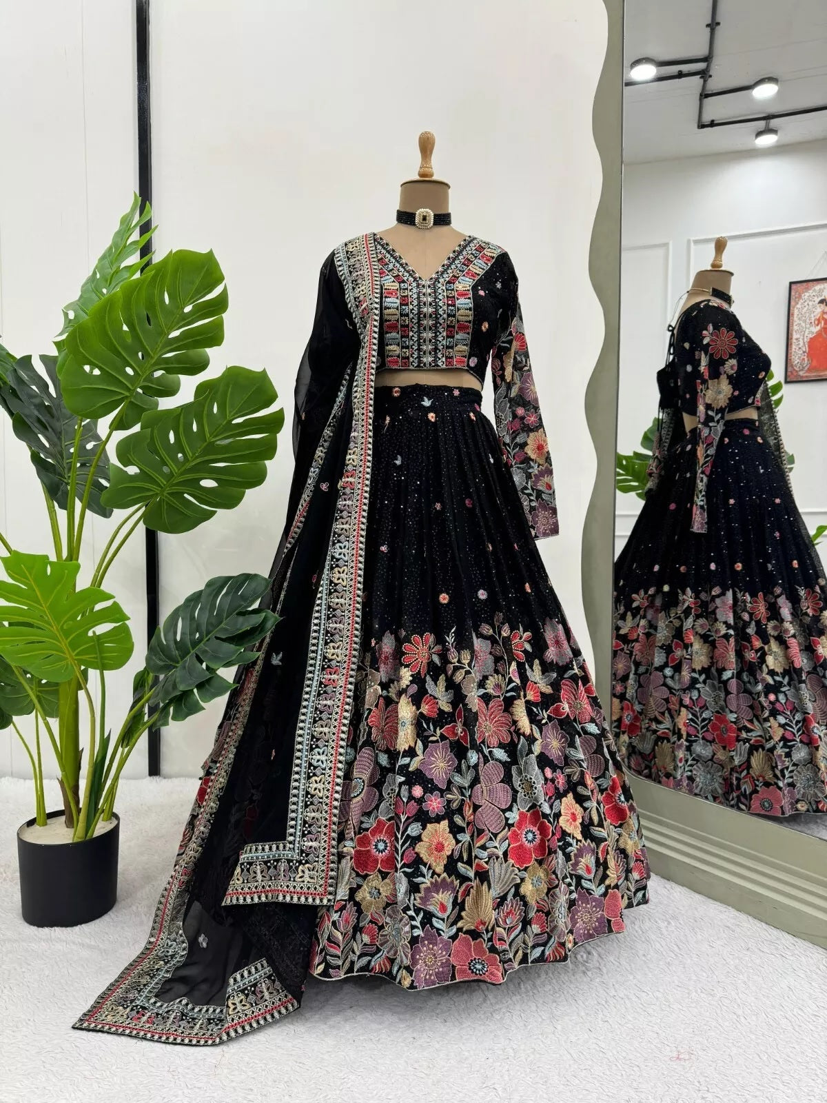 Georgette With Sequence Work  Lehenga Blouse & Dupatta