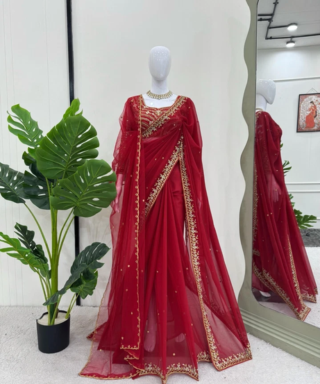Faux Georgette Designer Traditional Saree Blouse With Dupatta 11-KD