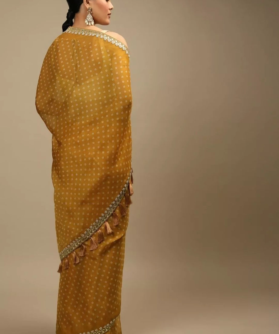 Women's Party Wear Chinon Silk Saree Blouse,Wedding Designer Sari