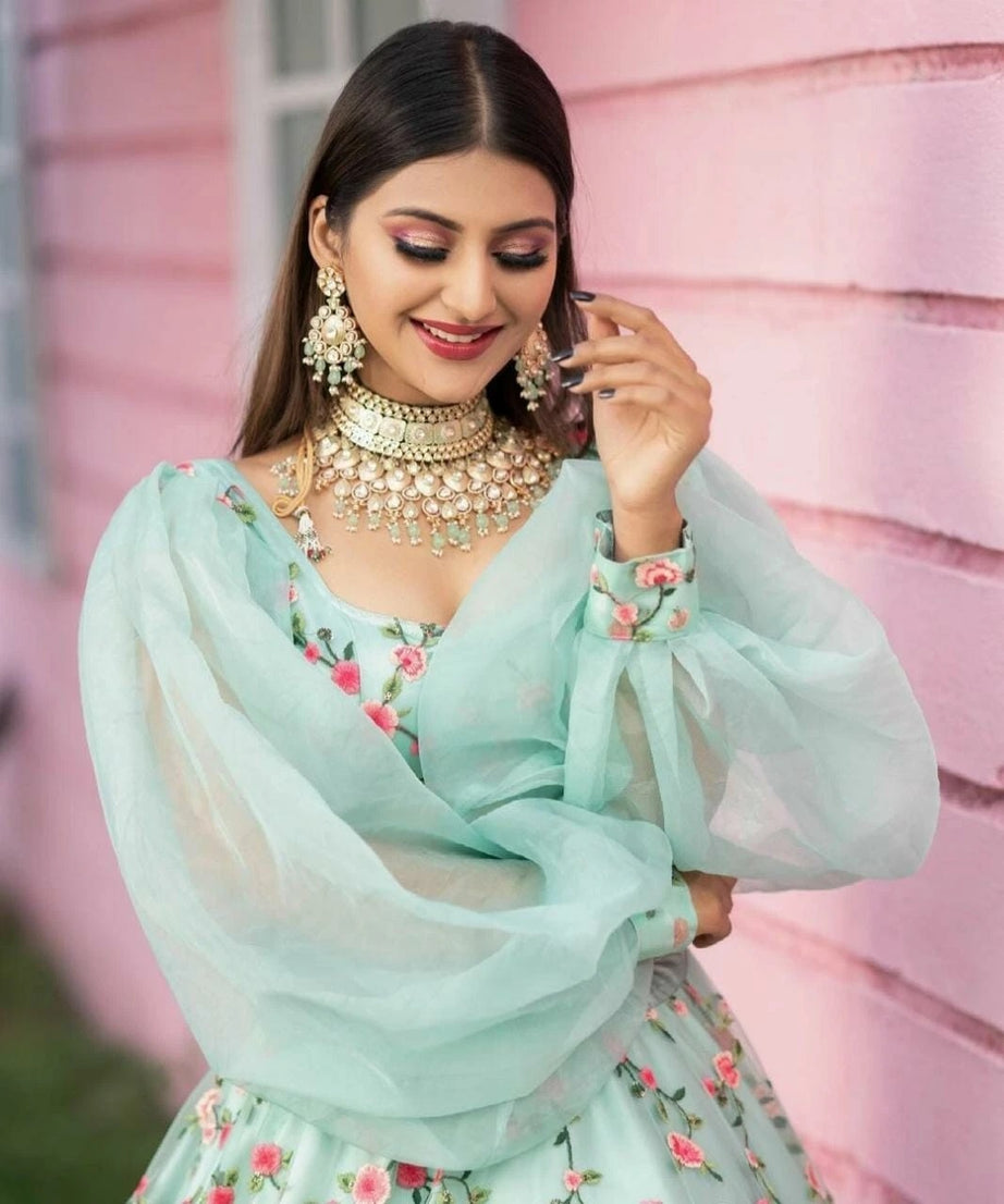Heavy Organza Silk Designer Exclusive Classic Lehenga Blouse Dupatta