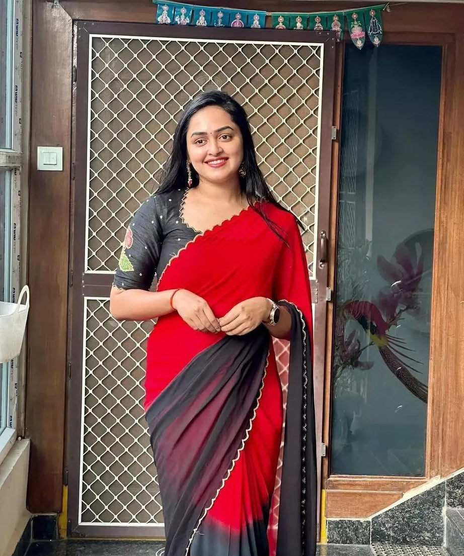 Latest Style Georgette Saree, Wedding Bollywood Sari & Blouse