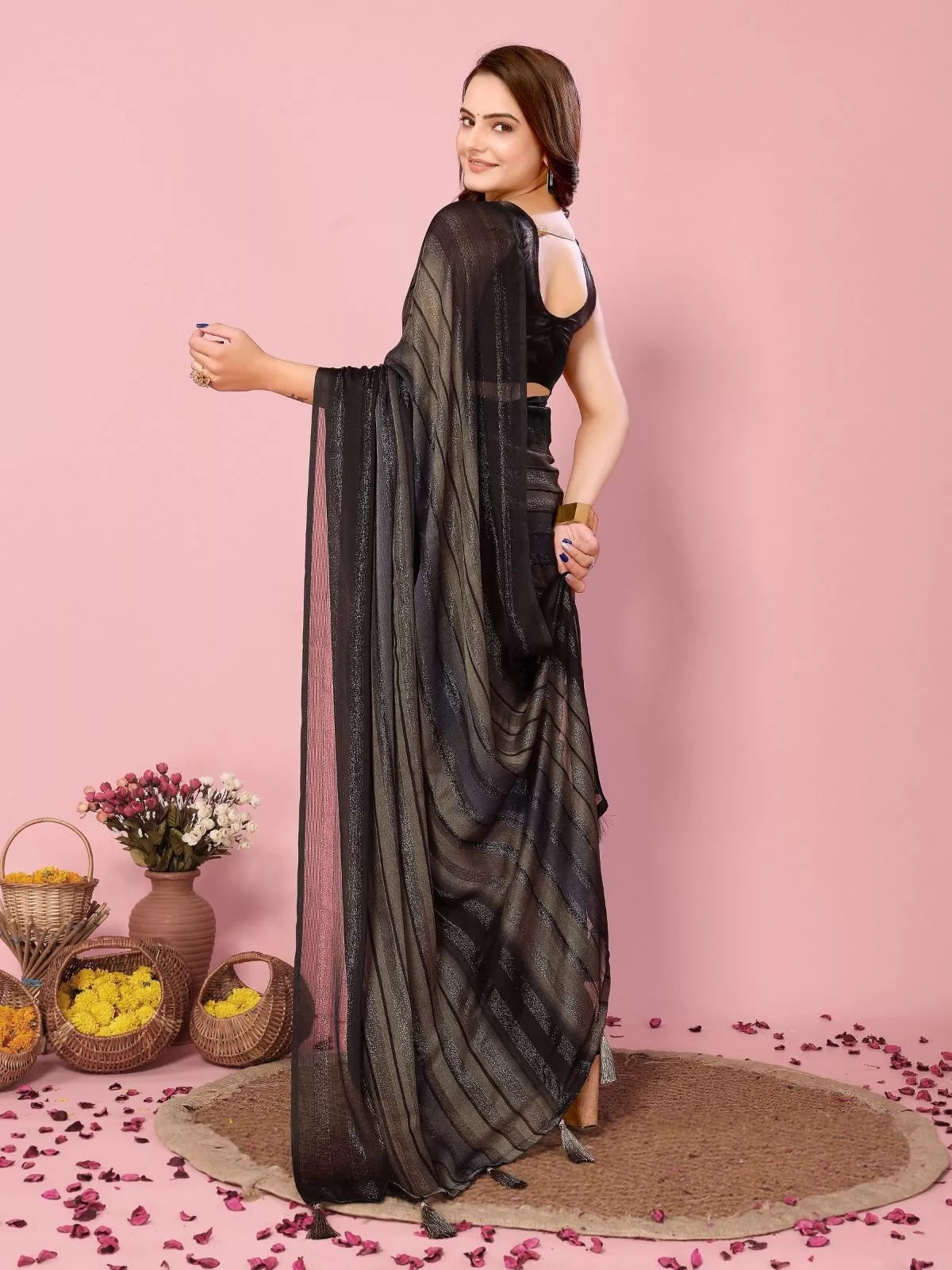 Traditional Rangoli Zari Silk Saree Blouse