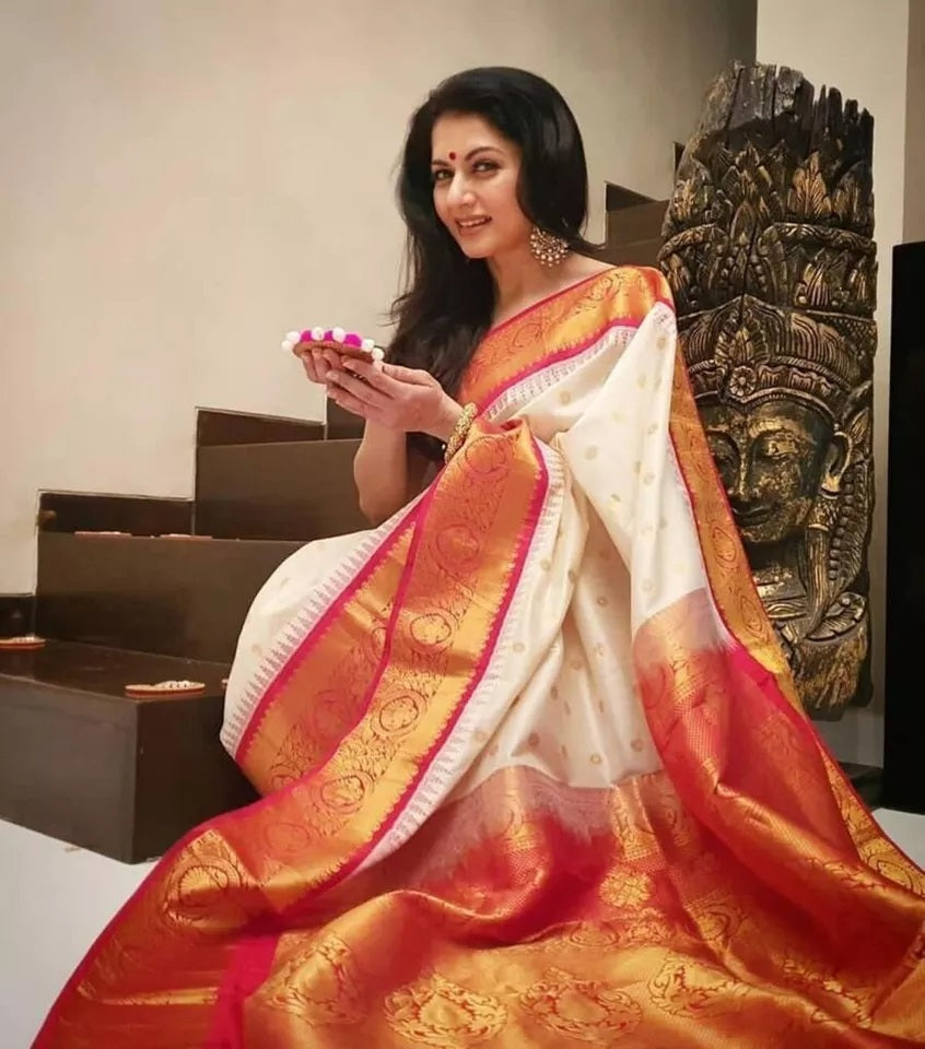 Designer Classic Banarasi Soft Silk Saree With Blouse For Women's