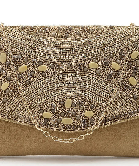 Adorn Embellished Suede Clutch