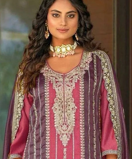 Heavy Vichitra With Embroidery Work Pakistani Top Bottom & Dupatta