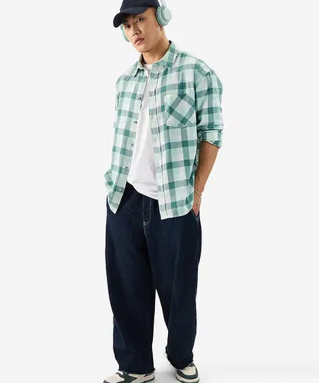 Plaid Minted Marble Men Relaxed Shirts