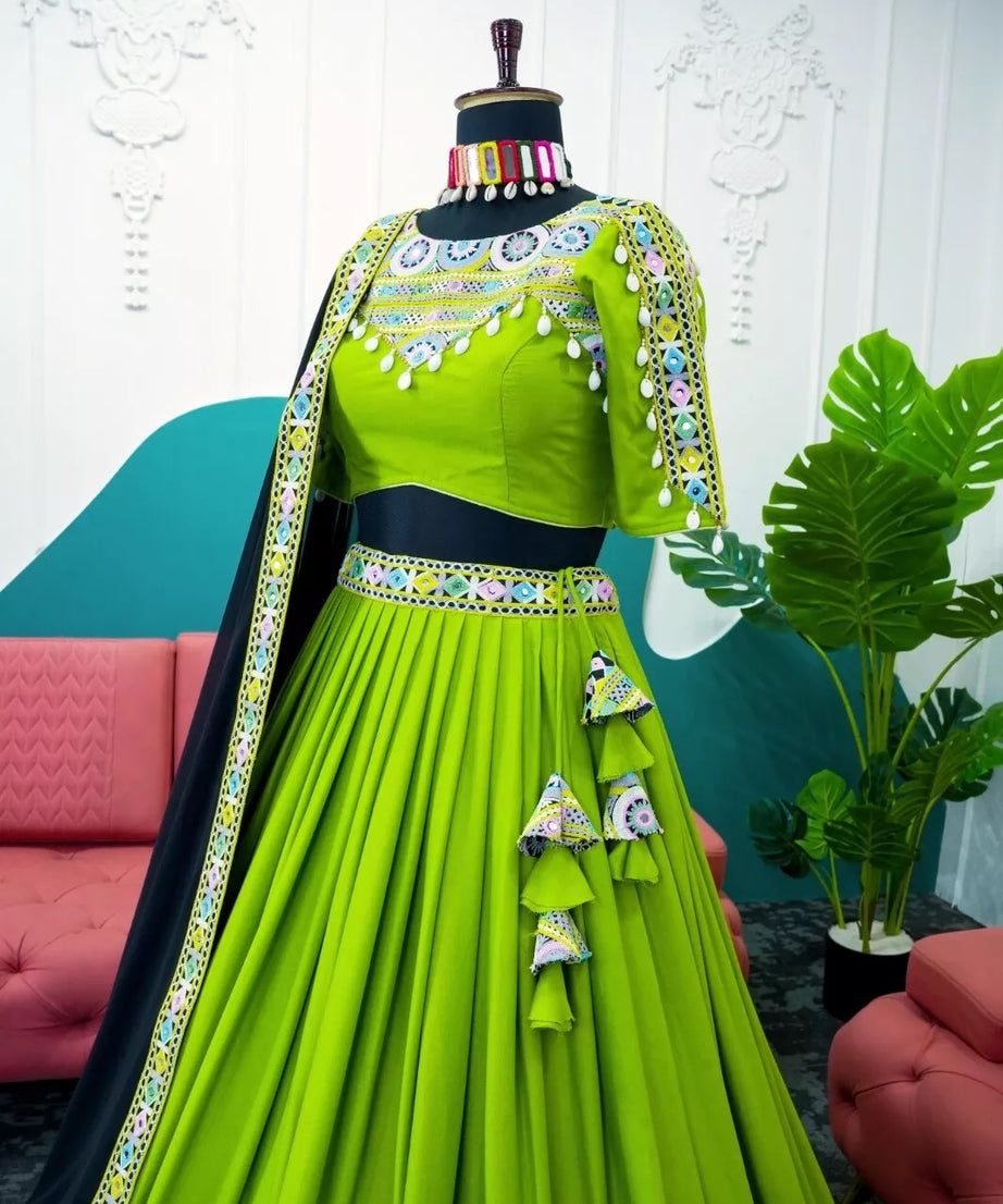 Indian Rayon Lehenga Blouse & Dupatta