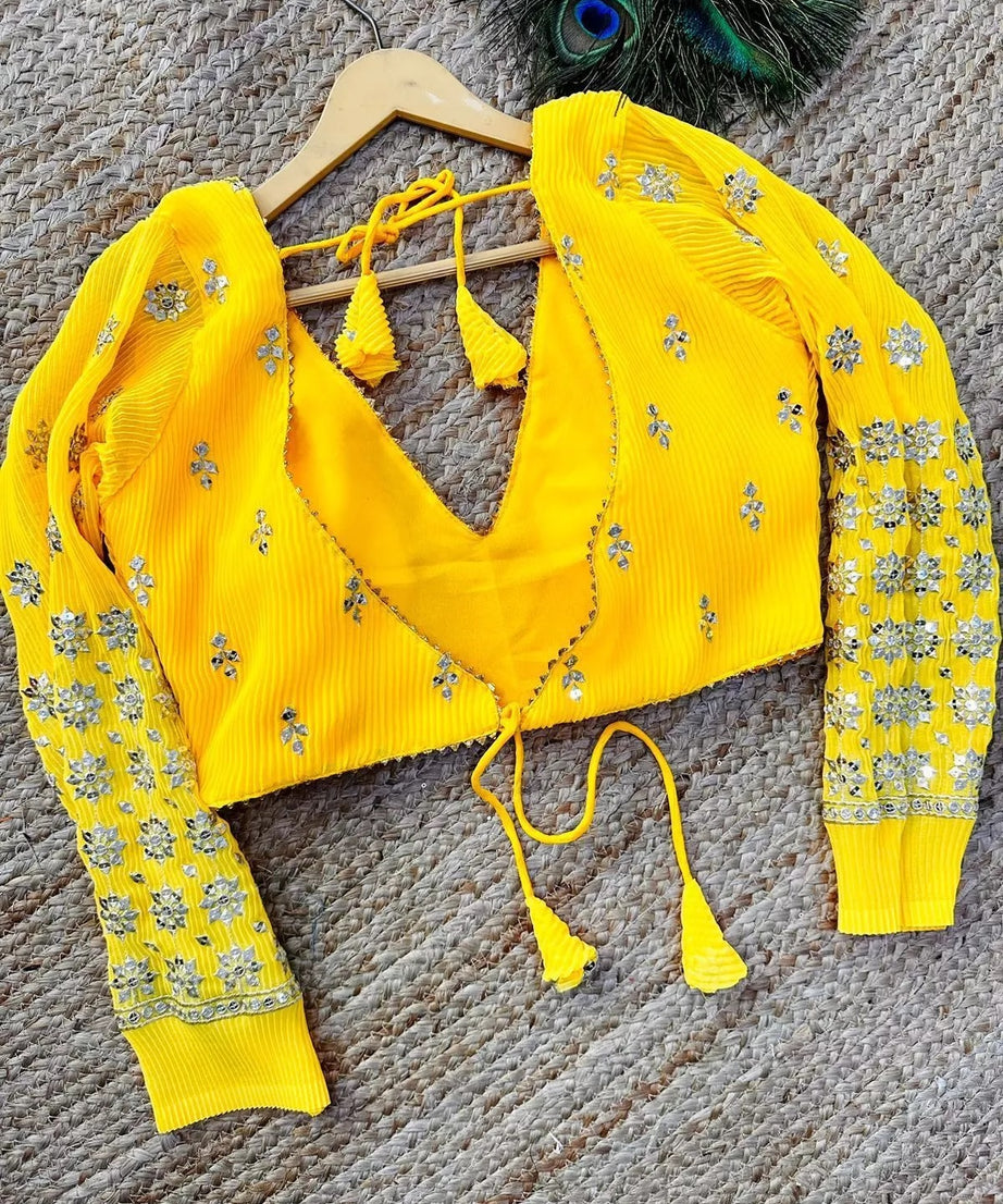 Georgette Full Stitched Wedding Style Fancy Blouse Choli