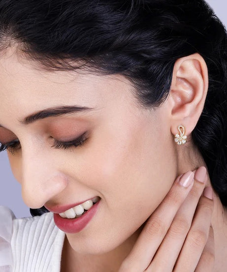 Golden White Floral Damsel Earrings