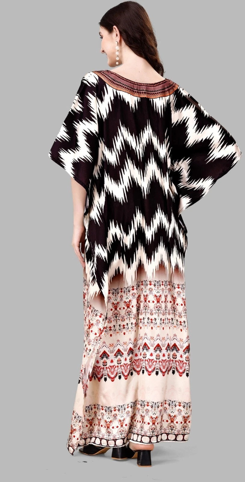 Women's Long V- Neck Batwing Sleeve Kaftan Dress