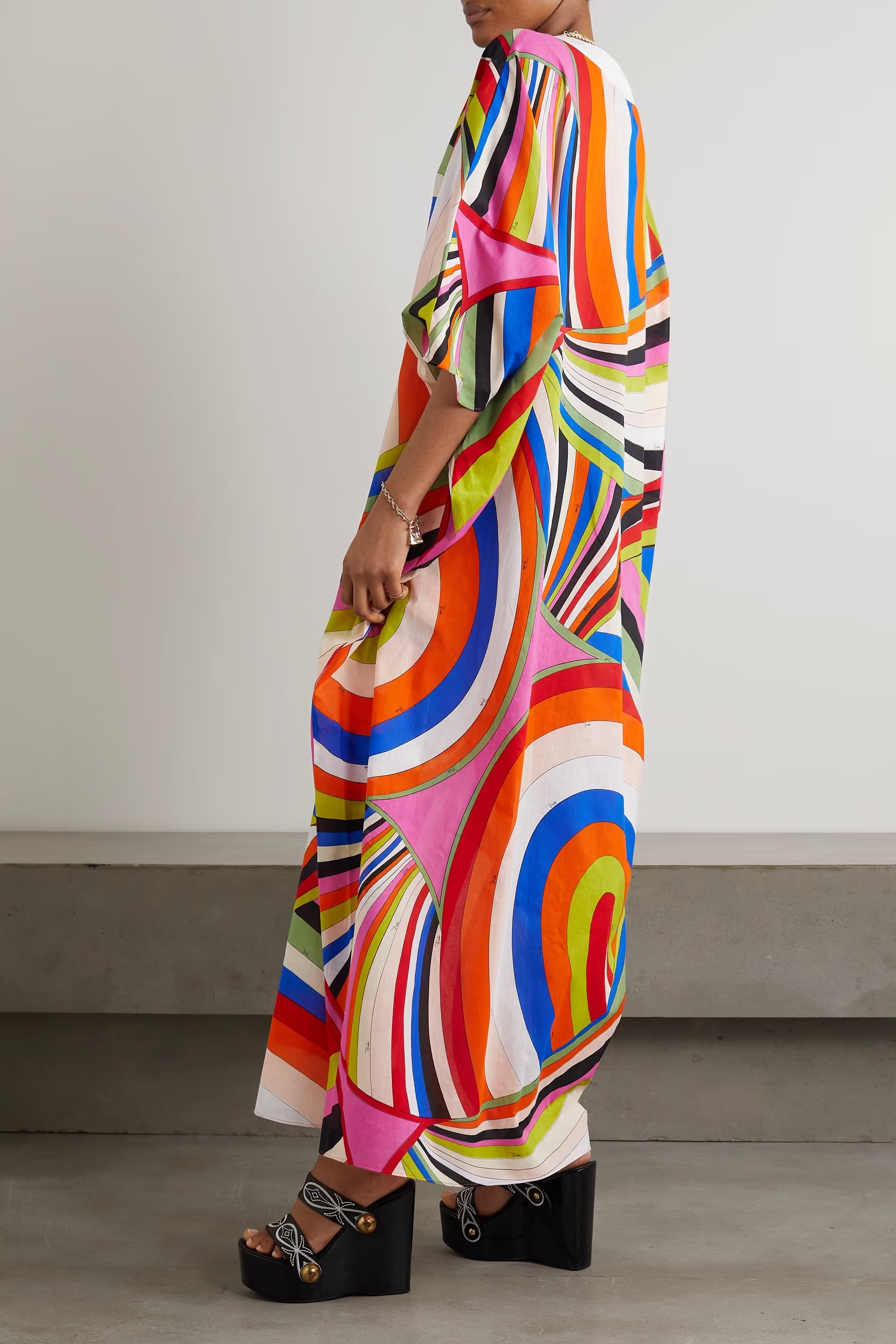 Soft Cotton Blend Multi Mix Printed Color Women's Long Kaftan