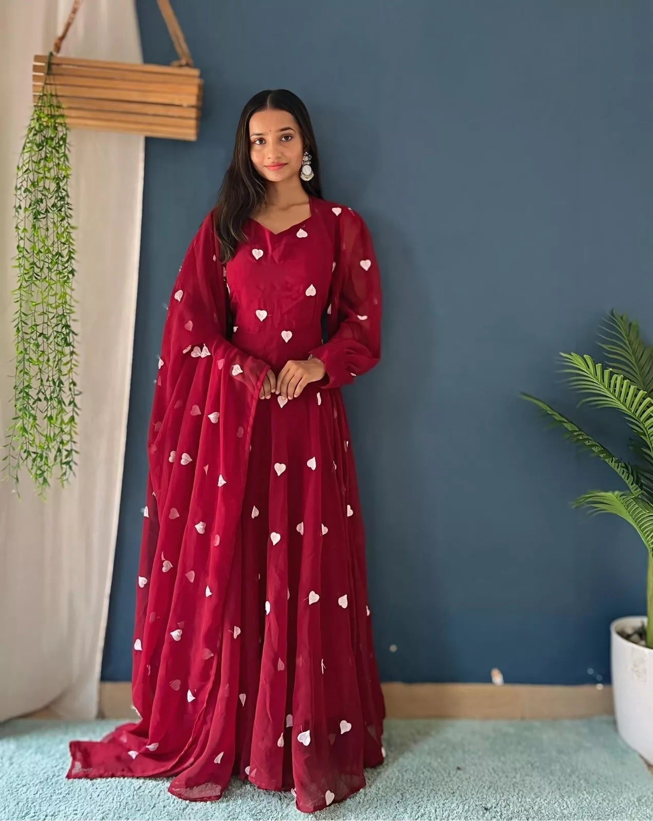Faux Georgette Anarkali Gown Bottom & Dupatta