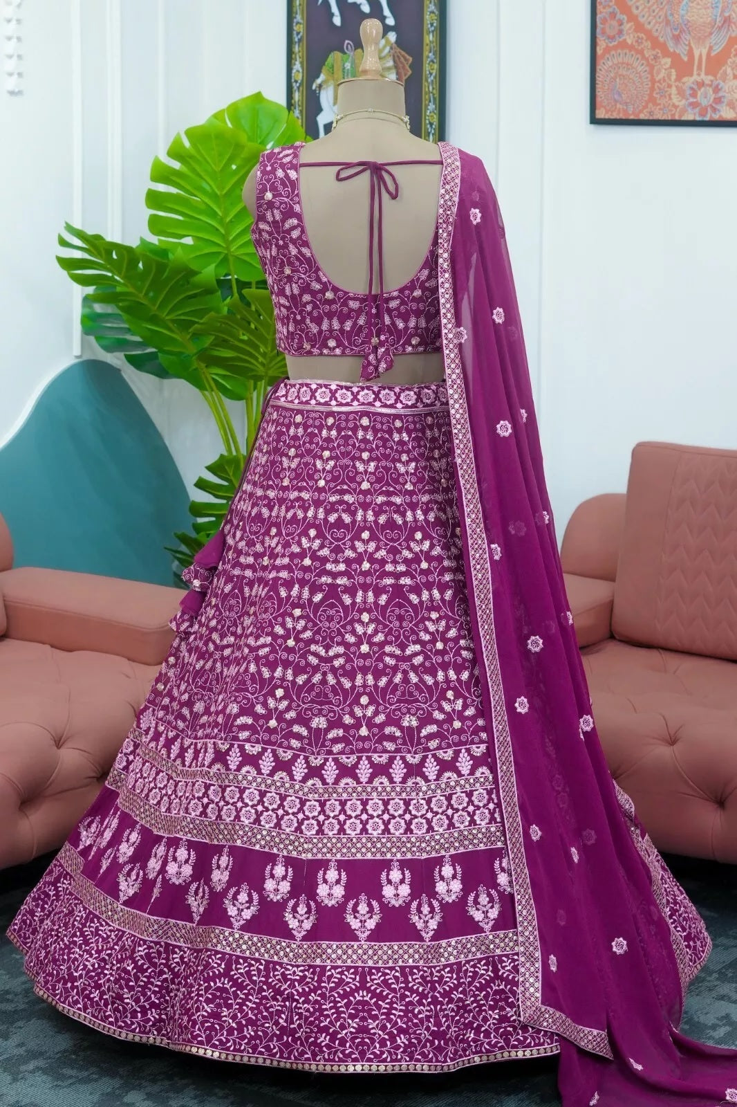 Georgette With Thread Sequence Work  Lehenga Blouse & Dupatta