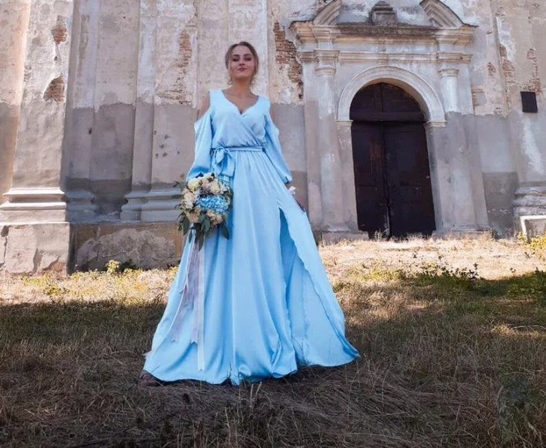 Blue Maternity Dress for Blue Baby Shower Dress