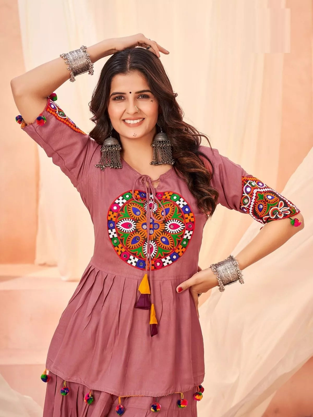 Rayon With Gamthi Work Lehenga Choli