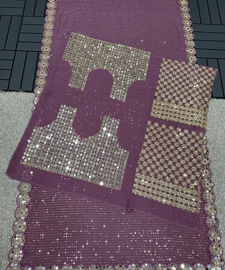 Heavy Soft Georgette Wedding PartyWear Saree, Classic Ethnic Sari & Blouse