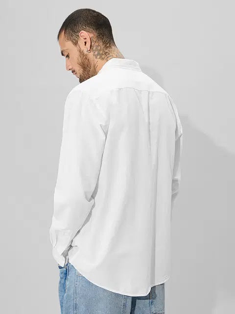 Cotton Linen Pearl White Shirts