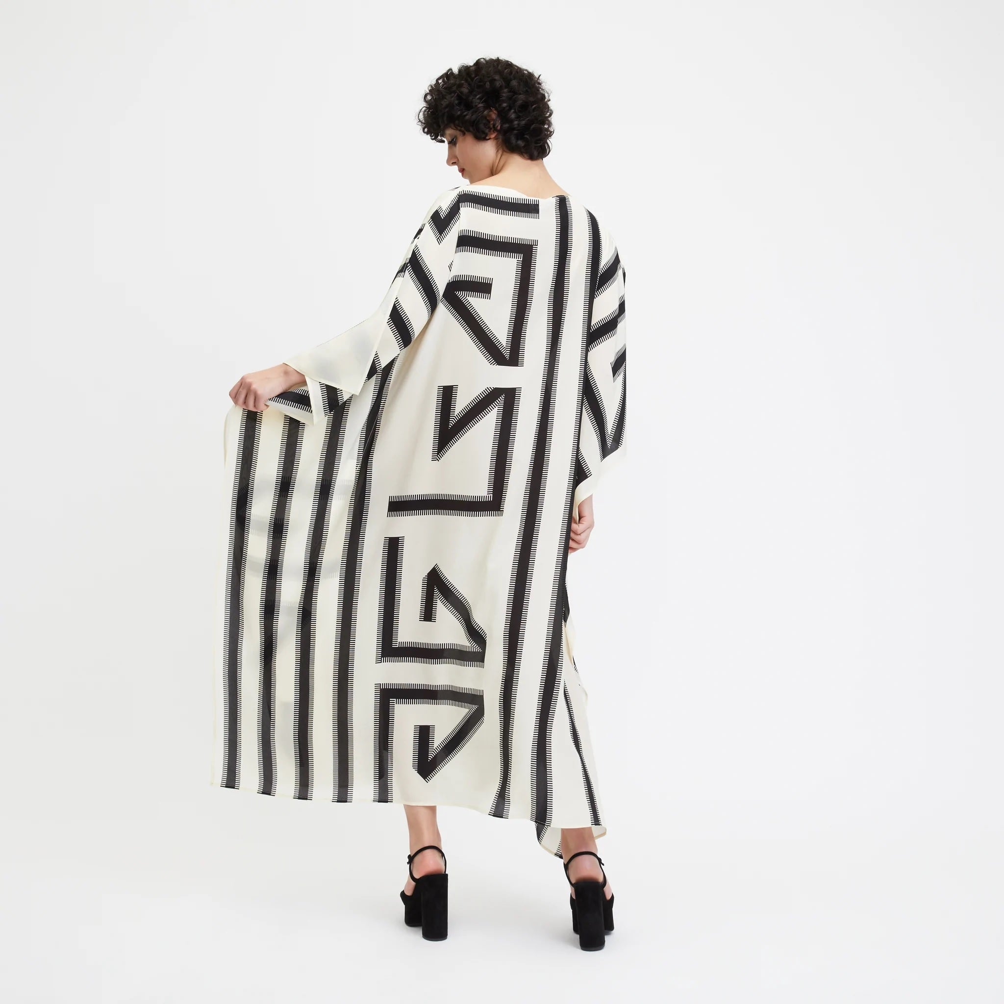 French Moss Silk Kaftan, Luxe Resort & Lounge Wear Caftan For Women's